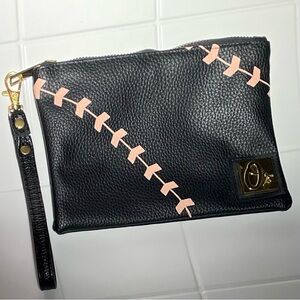 New! Baltimore Orioles MLB Black Wristlet with Pink Fabric Inside NWOT